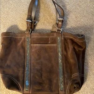 Brown Coach Suede Handbag
